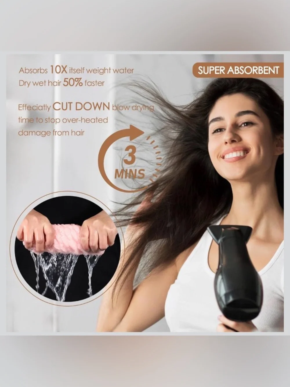JEFFSUN Women Microfiber Hair Drying Towel Wrap, 2-Layer Extra Thick